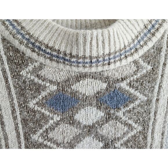 GINA PETERS Women M Sweater Silk Angora Lambswool Blend Beige Blue Brown VTG 38" - Picture 4 of 7